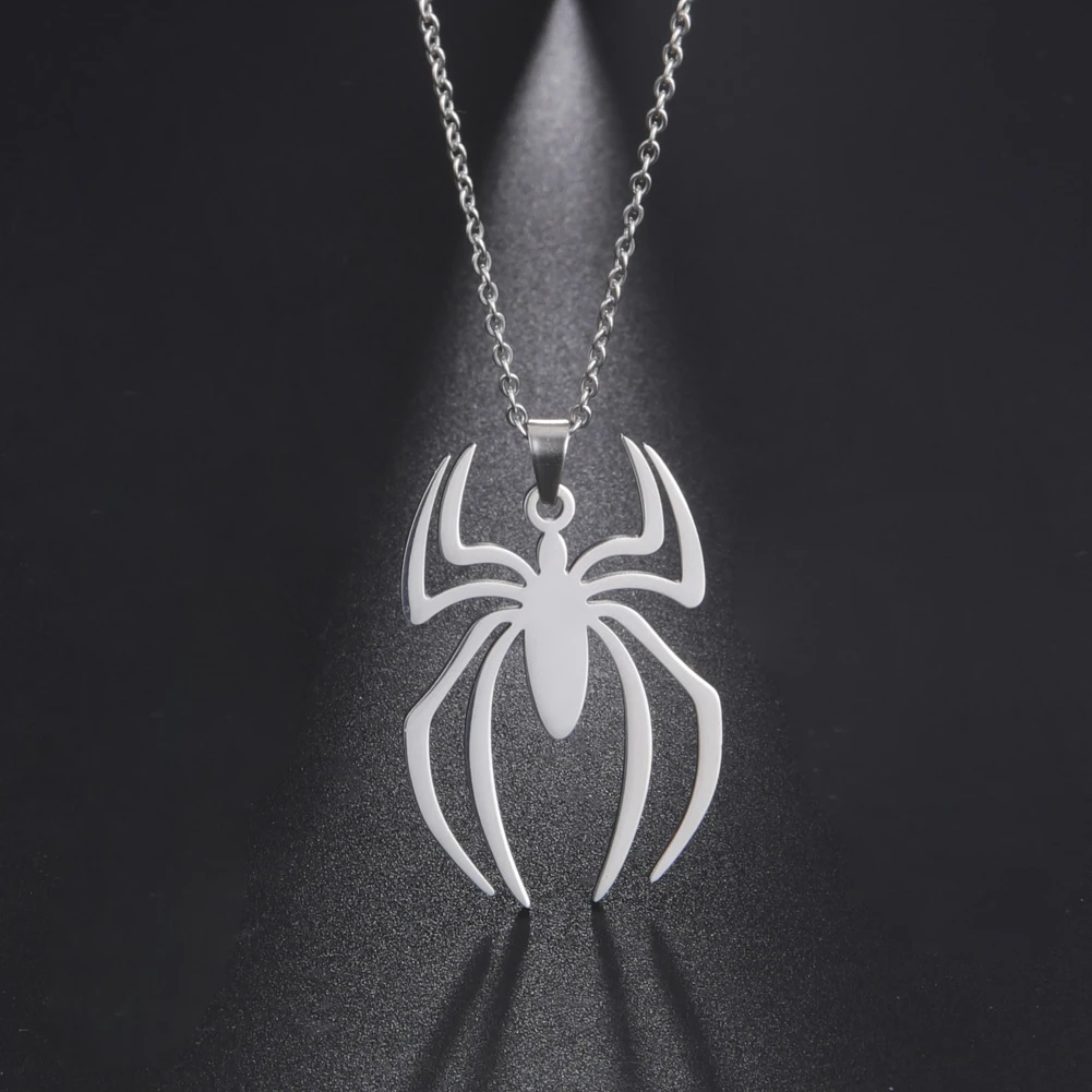 Мой Форма Punk Spider кулон ожерелья для женщин и мужчин Серебряный Цвет из