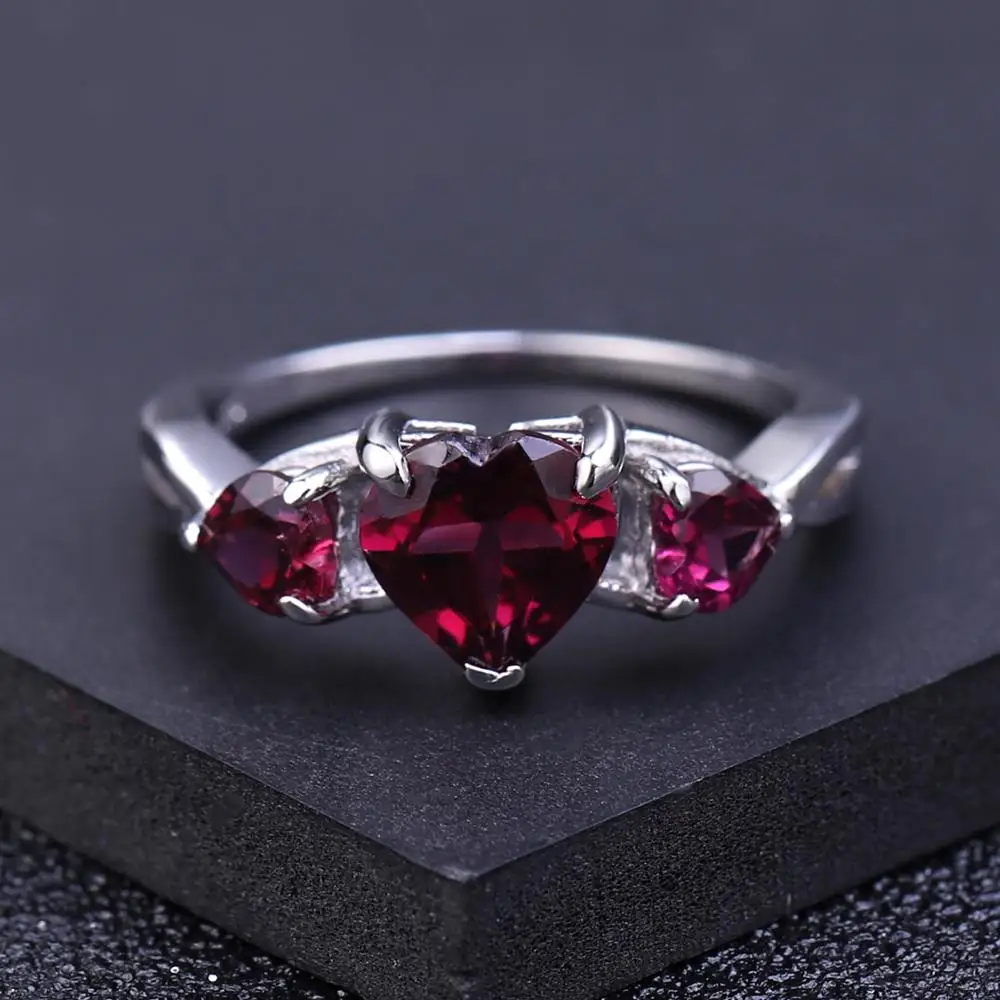 GEM'S BALLET, 2.06Ct, натуральный родолит, гранат, кольца в форме сердца, 925 пробы, серебряное кольцо с драгоценным камнем для женщин, ювелирные изделия на День святого Валентина