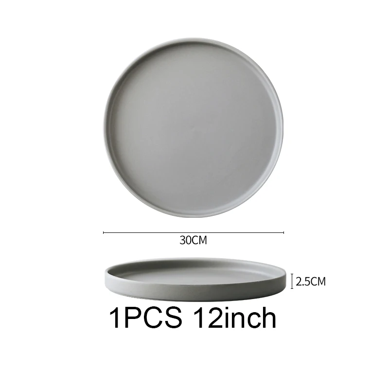 Серый Ceramic Dinner Plates Creative Brief Nordic Style Ceramic Dinner Plate Round Western Plate Fruit Cake Dessert Dish - Цвет: Серый