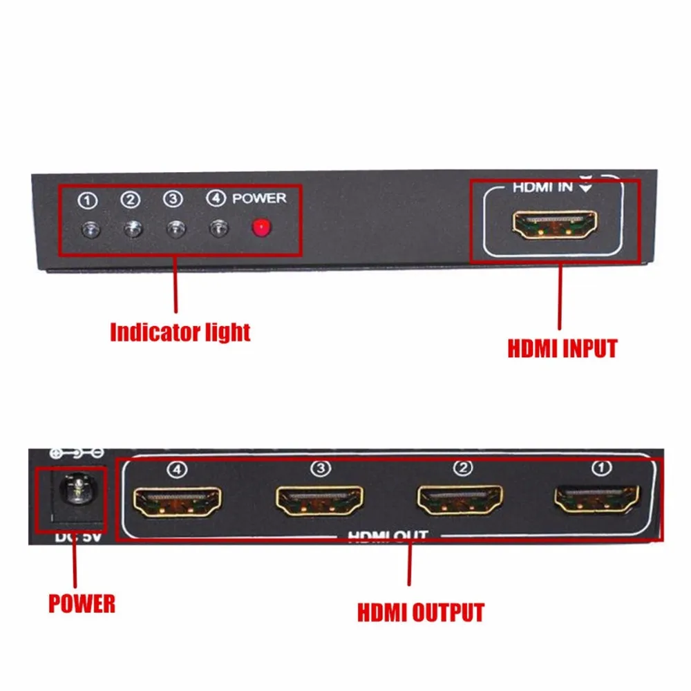 1 в 4 Выход HDMI 1,4 сплиттер 1X4 HD 1080P 3D Дубликатор Усилитель Переключатель hdmi сплиттер 1x4 для ПК ТВ коробка PS3 DVD