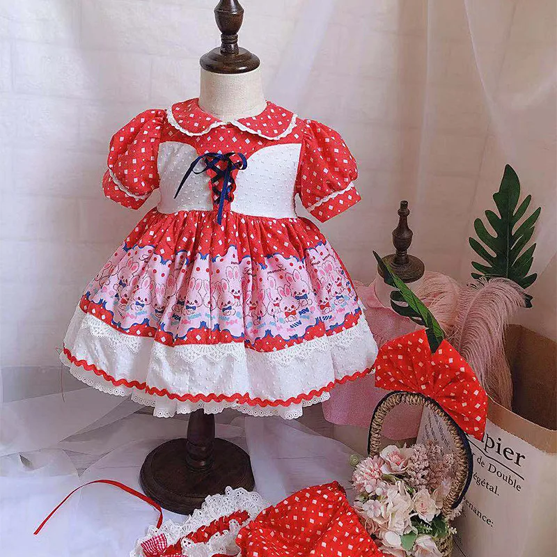 

6720 Toddler Print Ruffles Princess Baby Girl Dress 2020Spring Party Wedding Brithday Kid Dress For Girl Wholesale Child Clothes