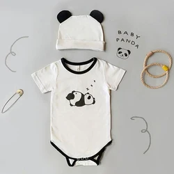 Vêtements d'été pour bébés filles, ensembles de vêtements pour bébés filles, imprimé Panda, Triangle, barboteuse, envoyer des chapeaux mignons, 3 à 24 mois, nouvelle collection 2022 