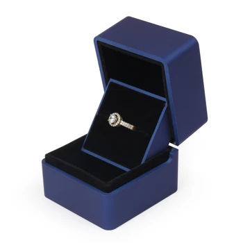 

High Quality Blue Wedding Diamond Ring Jewelry Packaging Gift Box Tilt Display Plush Card Slot For Female Jewellery Organizers