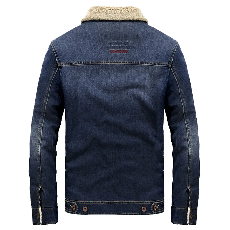 Cotton Coat Winter Hugh Casual Cowboy Cotton Jacket Men plus Velvet Warm Jeans Coat 803
