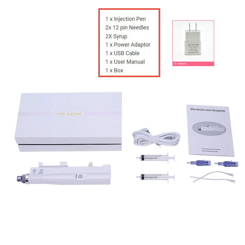 injector pen US Гидра инжектор Портативный Смарт инжектор воды мезотерапия 2 в 1 использовать мезо пистолеты Дерма ручка инъекции лица лечение машина - Цвет: injector pen US