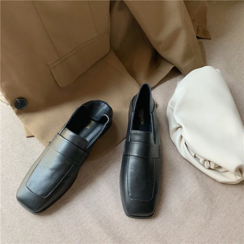 

Shoes Woman Comfortable And Elegant Square Toe Low Heels Loafers Ladies Dress Flats Women Shallow Mouth Casual Female Sneakers