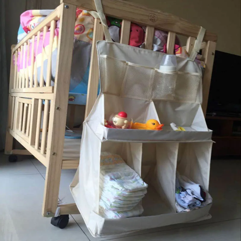 Crib with crib solid bed lanyard oversized storage bag finishing newborn bedside hanging bag children's kids room decoration