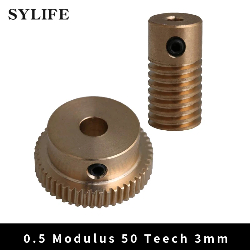 0.5 Modulus Brass Gear 20t/30t/40t/50t/60 Tooth Worm 3-6mm Hole diapositiva Drive Gearbox 