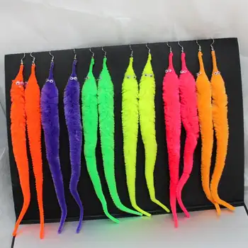 

1 pair Colorful 'Worm On A String' earrings exaggerated charm long earrings Holiday party accessories