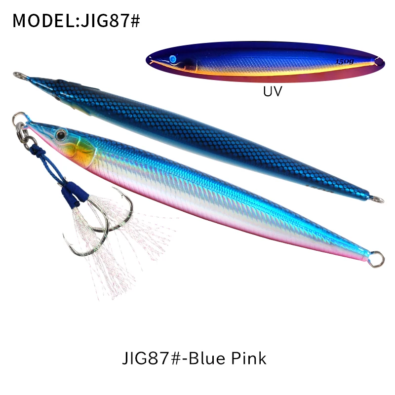 OBSESSION 150g 180g Fast Fall Jigging Lure Saltwater Vertical Metal Jigs  Twin Assist Hooks Boat Fishing Lures Artificial Baits