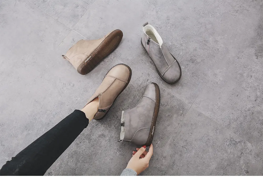 PEIPAH Botas Mujer; коллекция года; сезон осень-зима; женская обувь из натуральной кожи; женские ботильоны; женская повседневная обувь на плоской подошве с молнией; scarpe donna