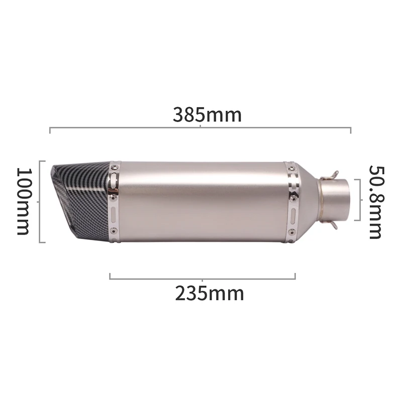 51mm Universal Motorcycle Exhaust Tail Pipe With Silencer Stainless Steel 330/385/485mm Modified For ATV Street Bike - Image 4