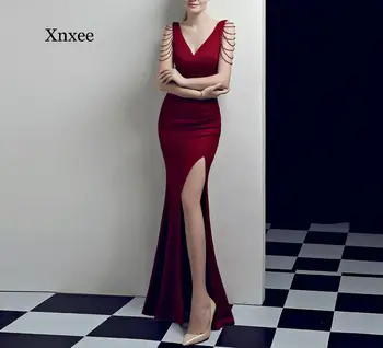 

V-Neck Beading Dress Party Forma Dress Vestido de novia