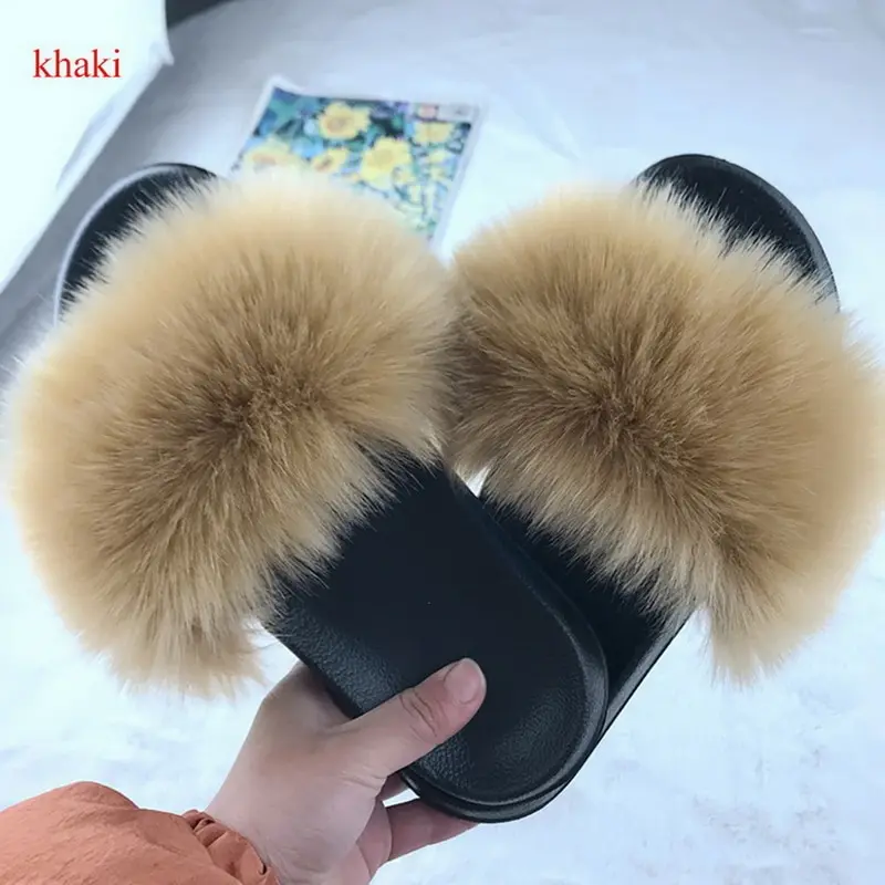 2020 Women Home House Indoor Slippers Women Furry Slippers Ladies Shoes Cute Plush Fluffy Sandals Women's Fur Casual Slippers