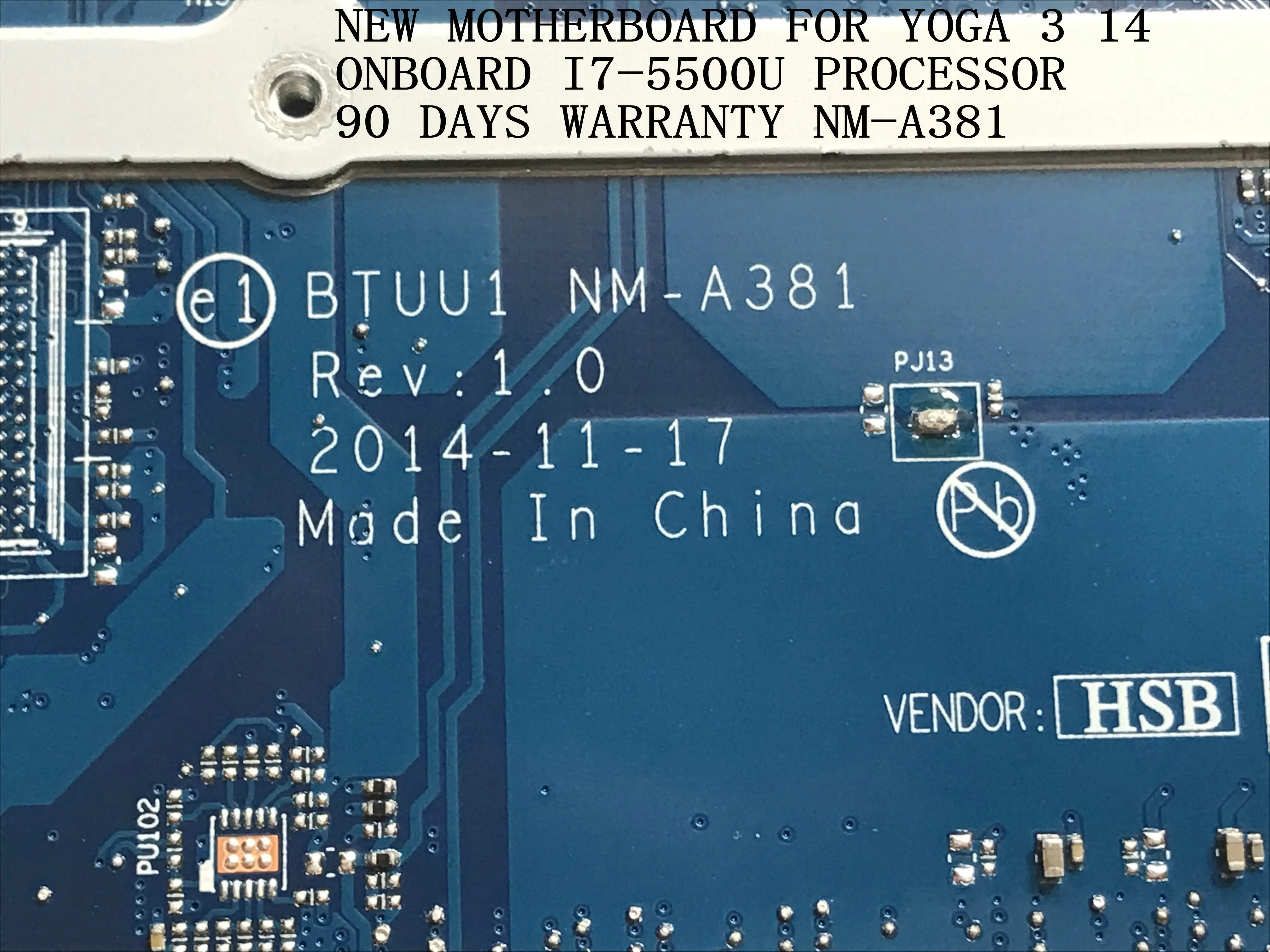 

Быстрая доставка материнской платы для ноутбука LENOVO YOGA 3 14 BTUU1 NM-A381 REV: 1,0 встроенный телефон процессор 90 дней гарантии