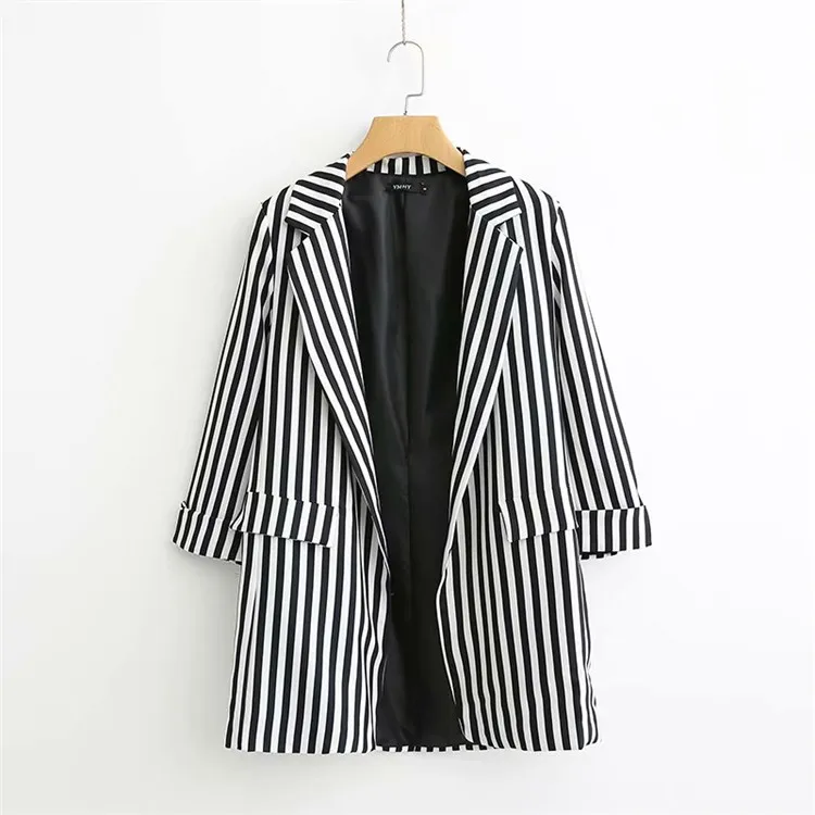 

Z2018 Europe And America Autumn New Style WOMEN'S Dress Stripes Casual Suit Jacket 7645226 7645/226