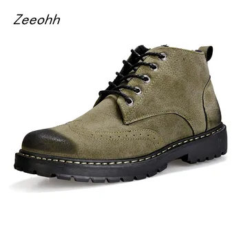 

Zeeohh Winter Men Boots Warm Plus Size Cotton Shoes Waterproof Ankle Boots Outdoor High Top Work Boots botas tacticas hombre
