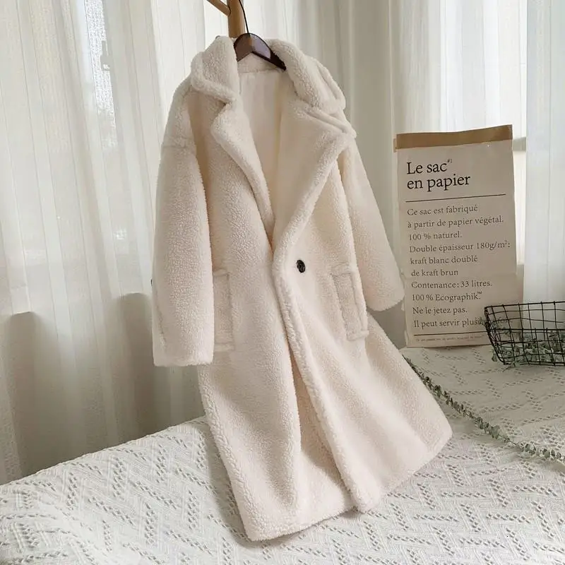 Winter Women Faux Rabbit Fur Coat Long Fur Coat Loose Lapel Overcoat Batwing Sleeve Plus Size Female Thick Warm Plush Coats