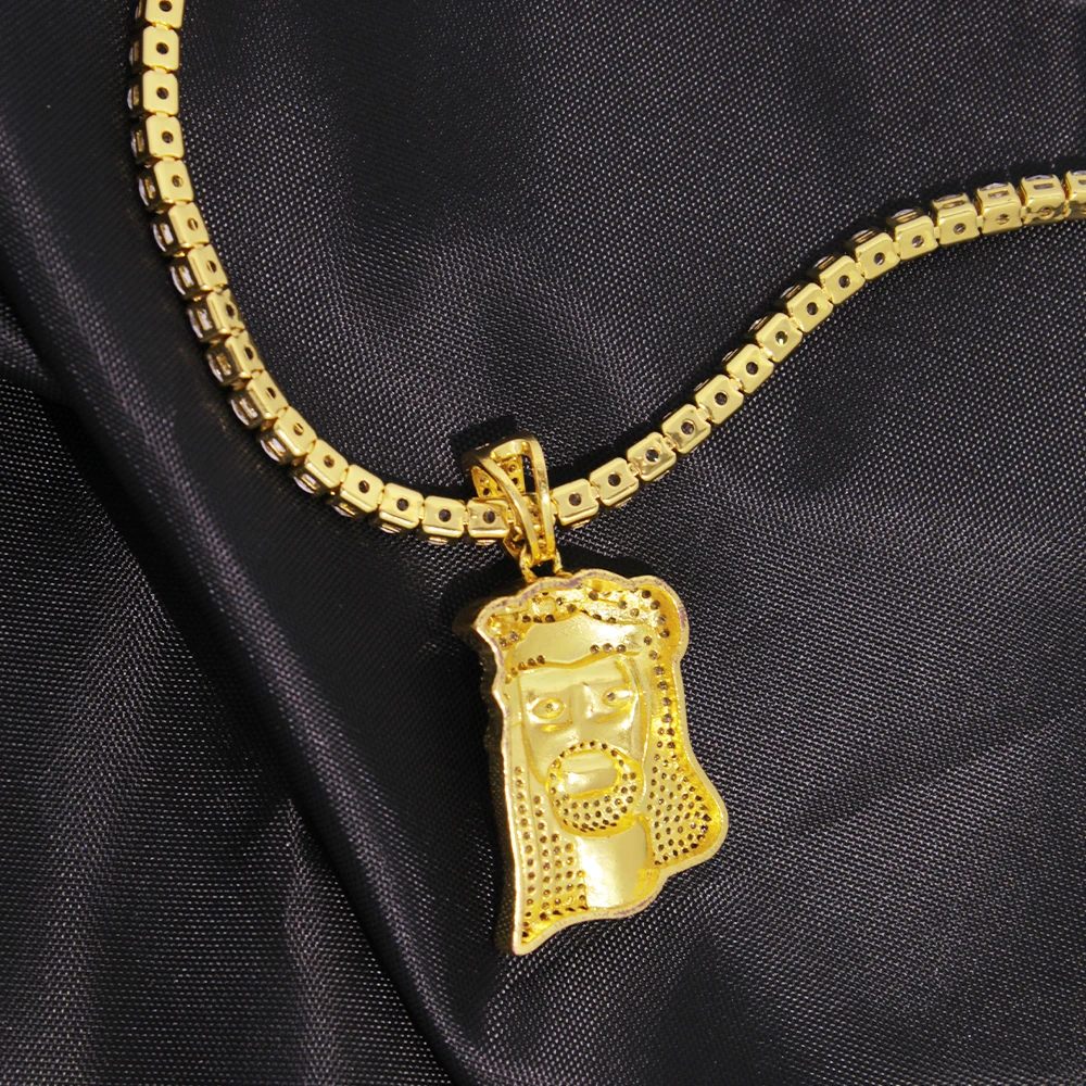 Iced Out Jesus Corolla маленький кулон с теннисная цепочка в стиле хип-хоп с модным фианитом, каменное ожерелье для мужчин и женщин, ювелирный подарок
