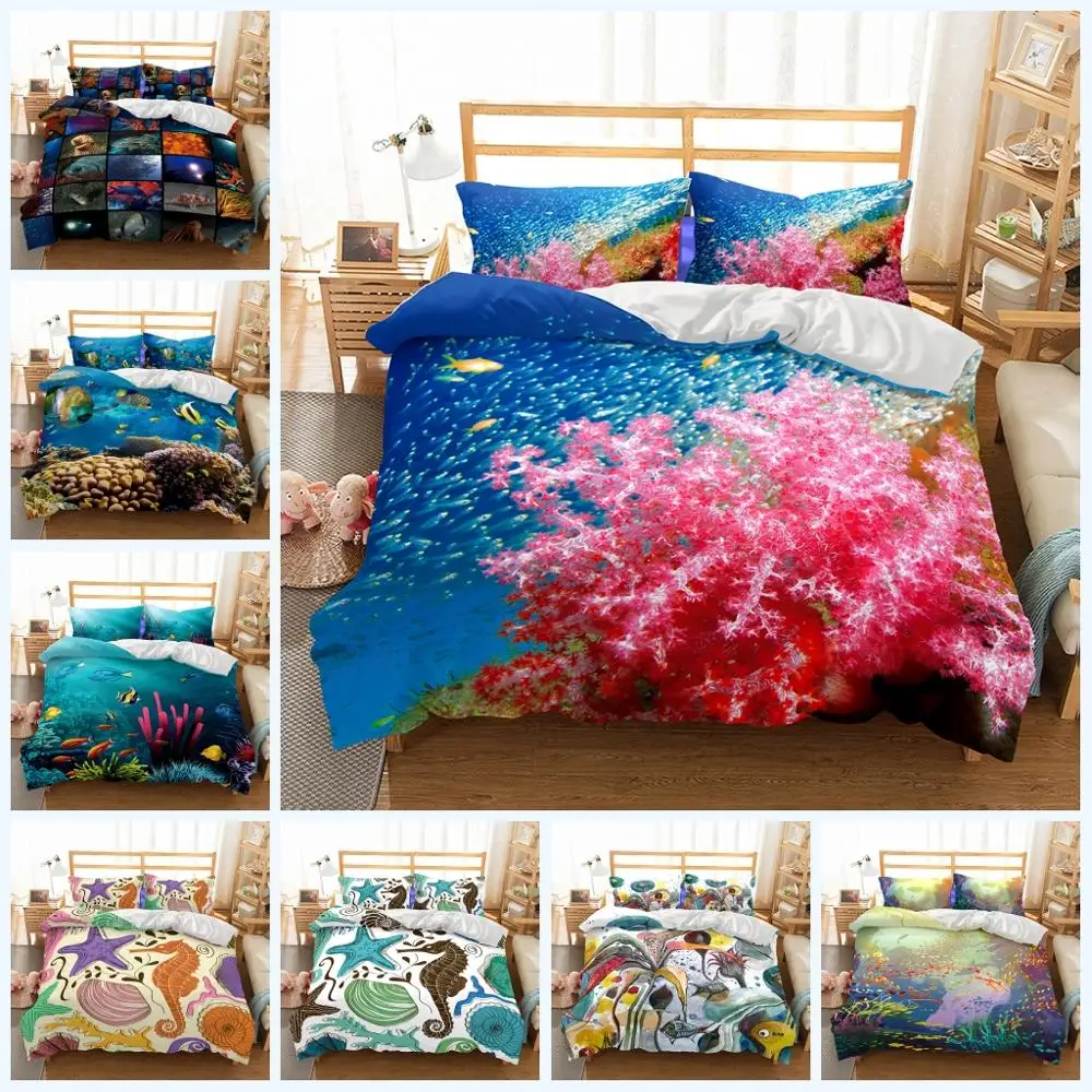 Подводный мир постельное белье красный коралл пододеяльник красивый морской