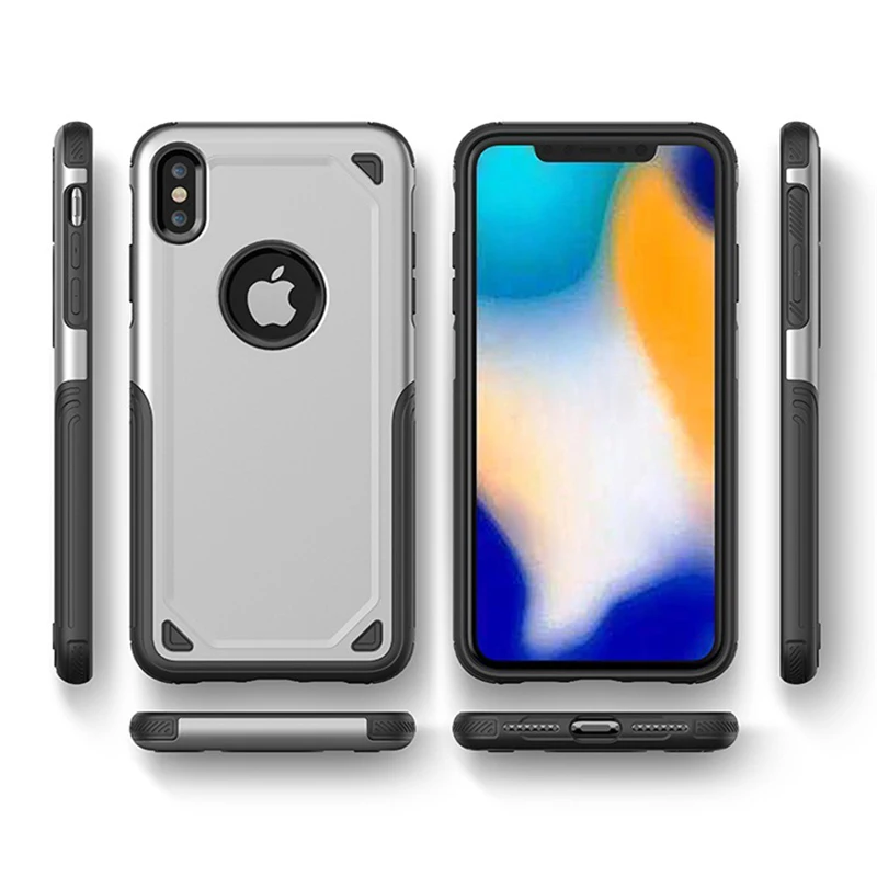 Жесткий пластиковый Чехол для iPhone xs max xr xs x 8 7 samsung s8 s9 s10 2 в 1 серия полная защита ТПУ+ PC Броня чехол 500 шт./партия