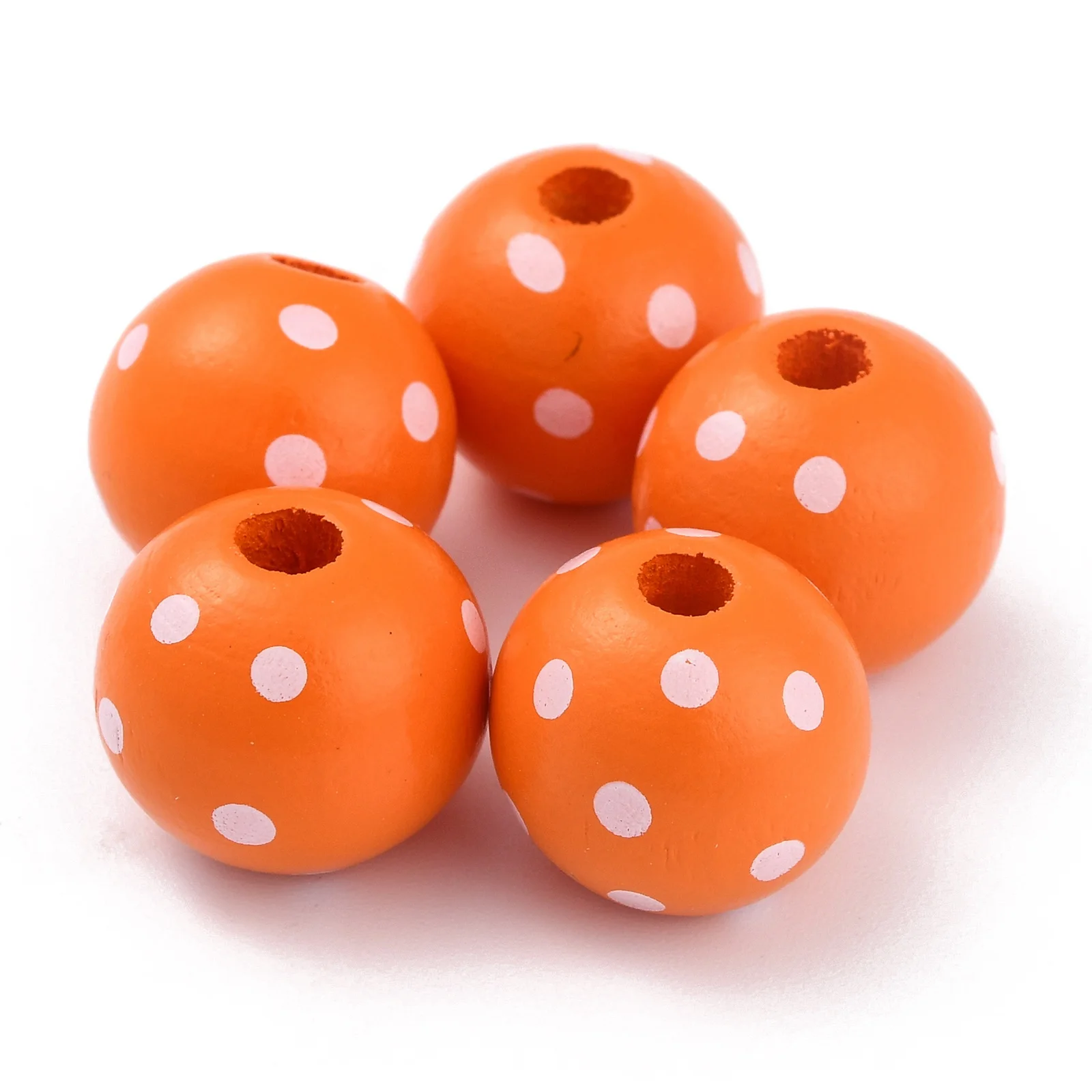 

50pcs Orange Polka Dot Wooden Beads Christmas Round Wood Beads for Garland Farmhouse Decoration Spacer Beads Jewelry Making DIY