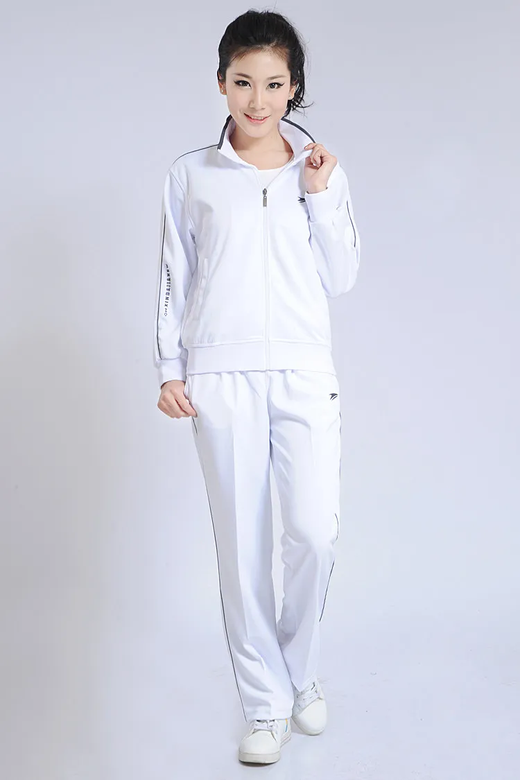 Xinda Chia Nan Korean Silk White Sports Clothing Set Coat Spring And Autumn Trousers Women's Men's Couples Casual Large Size Gro