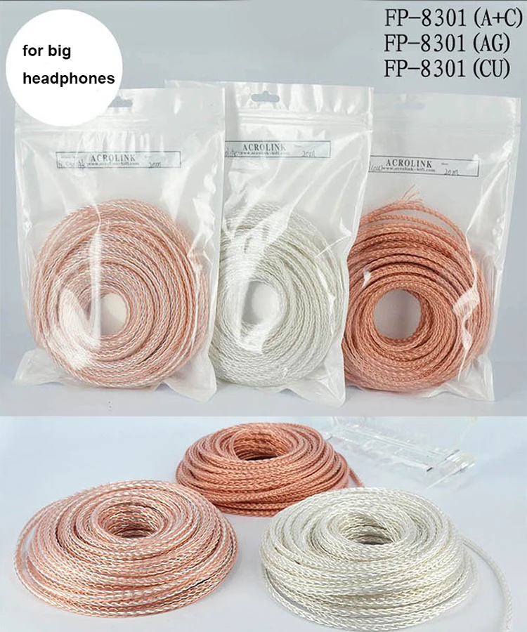 XSSH Audio DIY OCC 7n Copper Silver OFC copper Silver plated conductor headphone Earphone 3 8mm 4 5mm Bulk Audio cable Cord