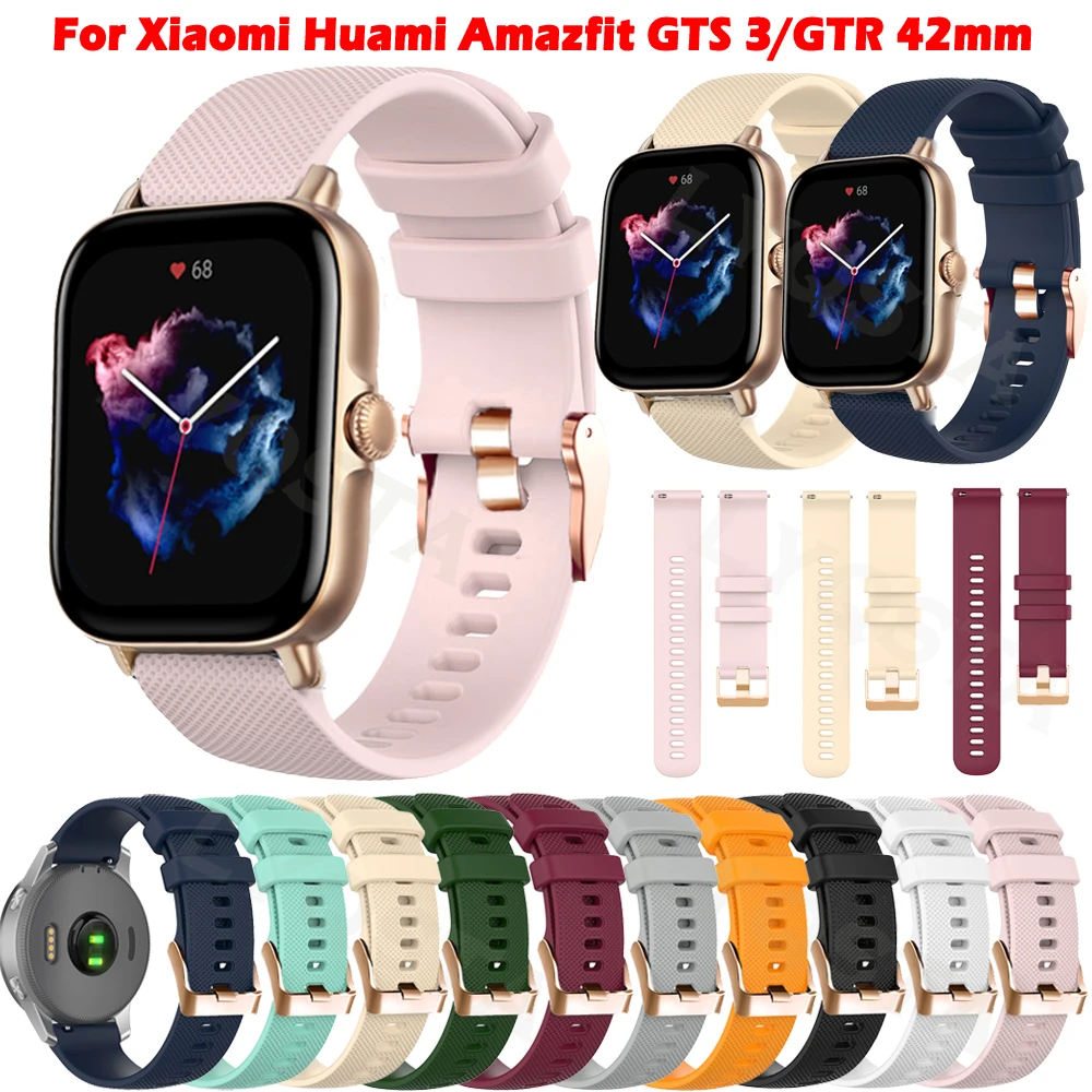 Soft Silicone Watchband For Xiaomi Huami Amazfit GTS 3 Watch Band Rose Gold Buckle Bracelet GTR 42mm Bip Wriststrap | Электроника