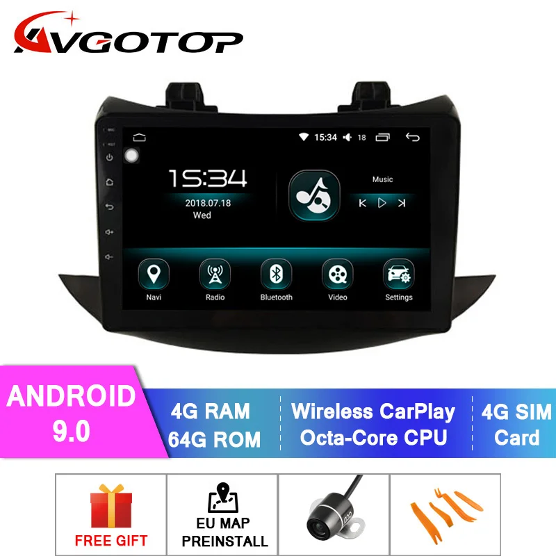 AVGOTOP Android 9,0 сенсорный монитор Автомобильная аудиосистема мультимедиа для CHEVROLET TRAX 4 Гб ОЗУ 64 Гб флэш большой экран