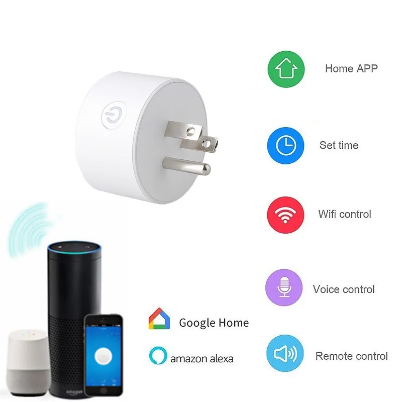 

US Smart Power Socket Plug Wireless Remote Control Timer Switch Adapter Plug Outlet WiFi APP Control Voice Control