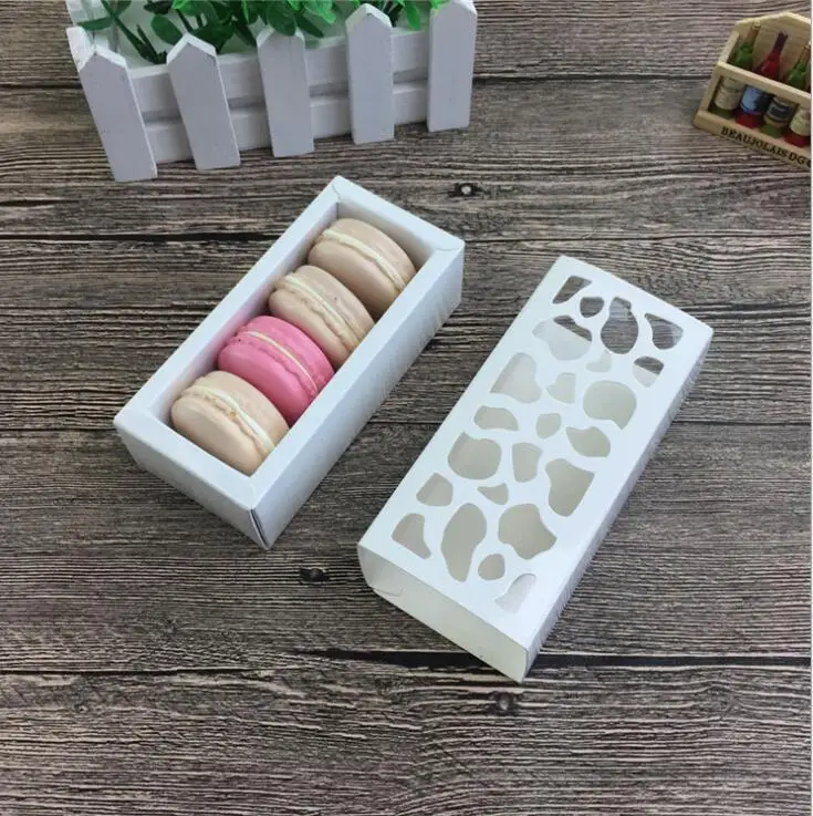 White Cookies Packing Box Hollow Design Cake Macarron Boxes Container Cupcake Storage Holder Wedding Party Events Favor Gift Box