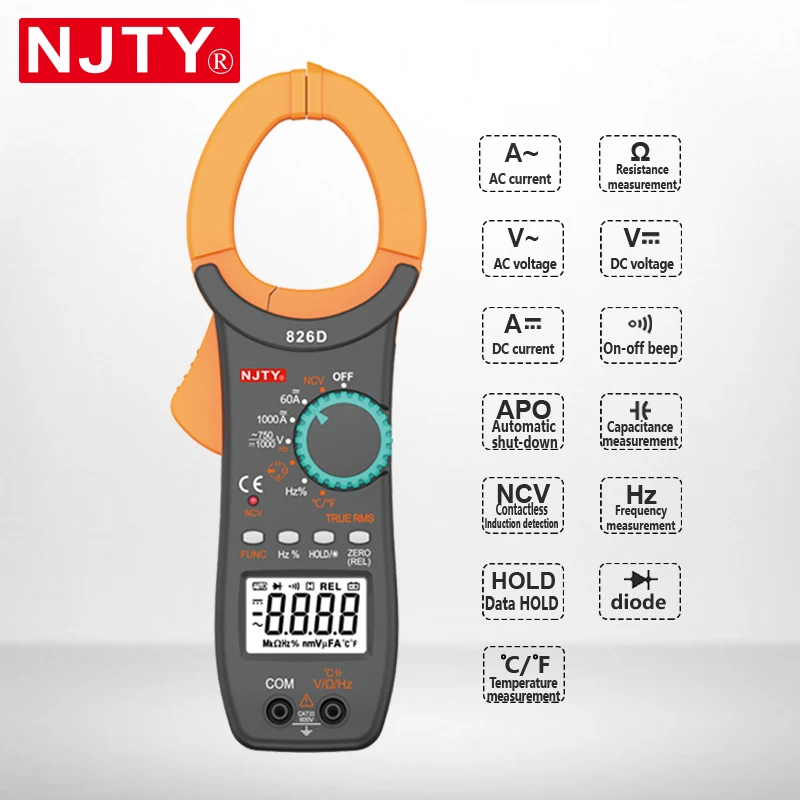 Профессиональный цифровой мультиметр-зажим NJTY 1000A AC/DC 1000V | Инструменты