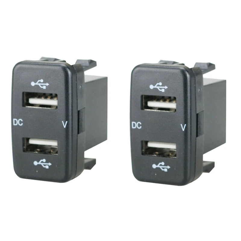 

2 Pcs Car Charger Socket Dual Usb Port Charging Volt Display Adapter Fit for Toyota, Blue & Red