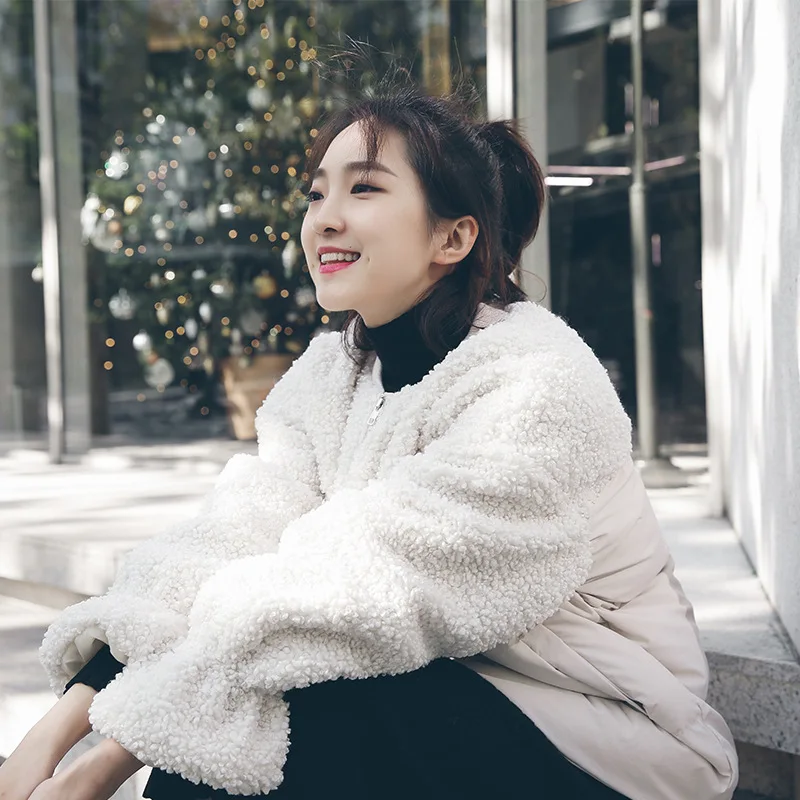 

Crew Neck Bell Sleeve Thick Comfortable 2019 Autumn & Winter New Style Warm Cotton Coat-Style Short