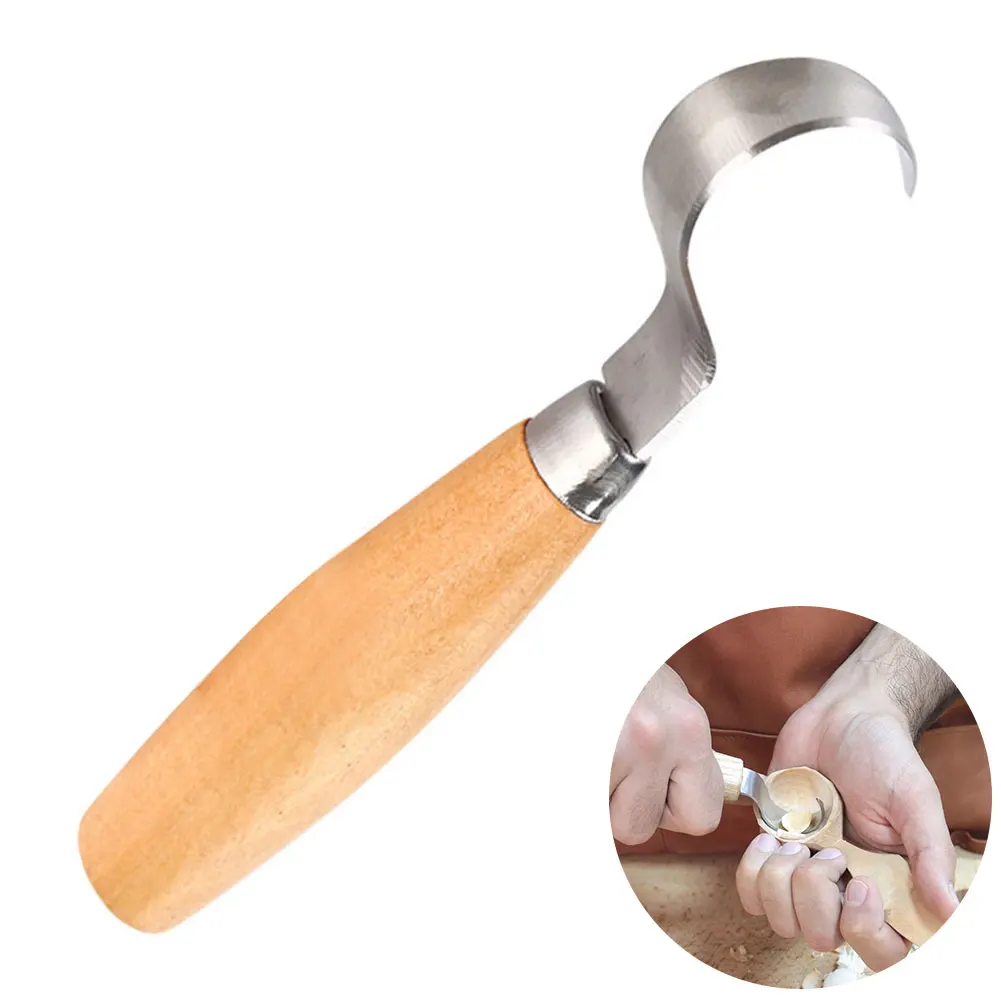 Ложка скульптурная Профессиональная DIY инструменты для резьбы из нержавеющей стали ручное долото прочный деревообрабатывающий Искусство ремесло кривой крюк нож