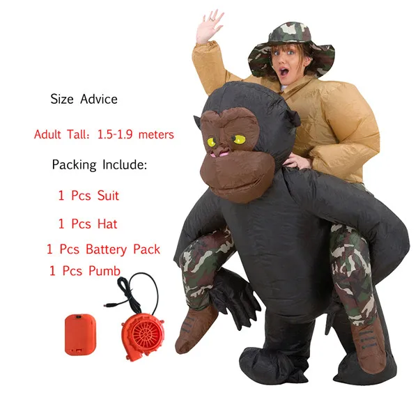 Надувной костюм динозавра для Хэллоуина, костюм всадника шимпанзе для взрослых, нарядное платье, карнавальный костюм - Цвет: 1041