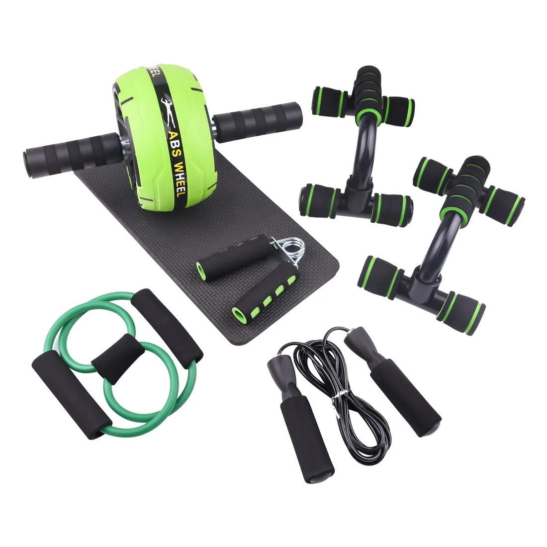 New Green Abdominal Muscle Wheel Combination Set Men and Women Home Thin Waist Exercise Abdominal Muscle Fitness Equipment
