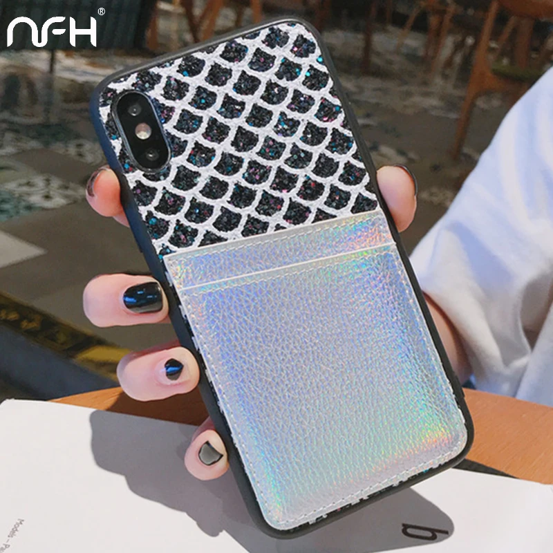 

Luxury Bling Glitter Case For iPhone 11 Pro 11Pro Max 6 6S 7 8 Plus Soft Bumper Protection Case on the XR XS Max Card Slot Cover