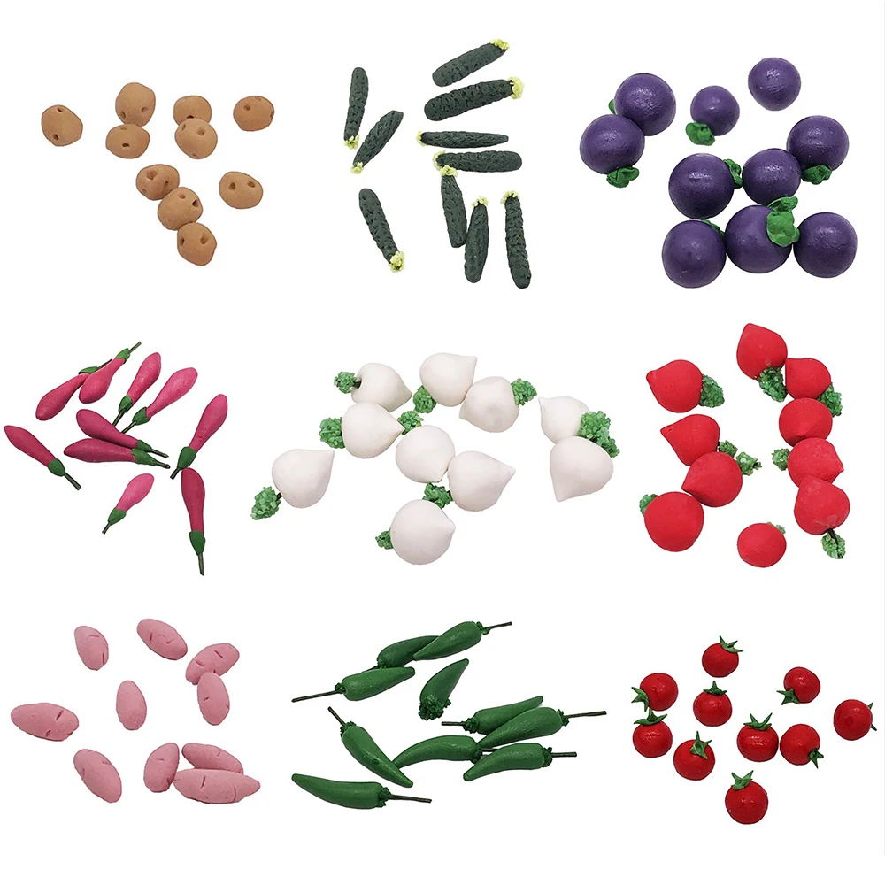 10Pcs 1/12 Dollhouse Miniature Accessories Mini Resin White Radish Simulation Vegetables Carrot Model Toy for Doll House Decor 1911 mini 3d model toy gun pistols for boys kids bullets no fire rubber band launcher gift print gravity cub jump carrot knife