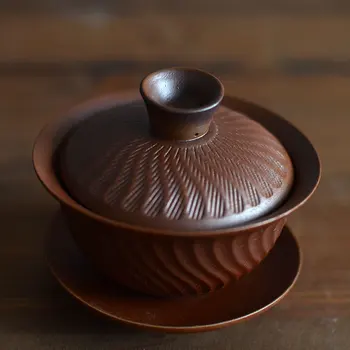 

Handmade Three-force Bowl Ceramic Kung Fu Tea Set Tea Making Device Chrysanthemum Tea Sopera De Ceramica Coarse Pottery Tea Set