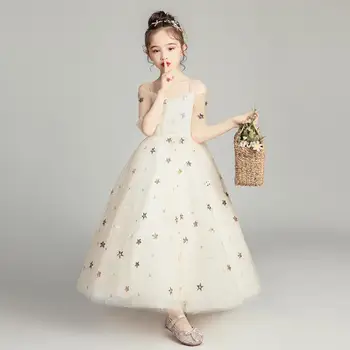 

2019 Kids Girls Gauze Pleated Wedding Party Dress Teens Girls Formal Ball Gowns Children Bowknot Princess Vestidos Q209