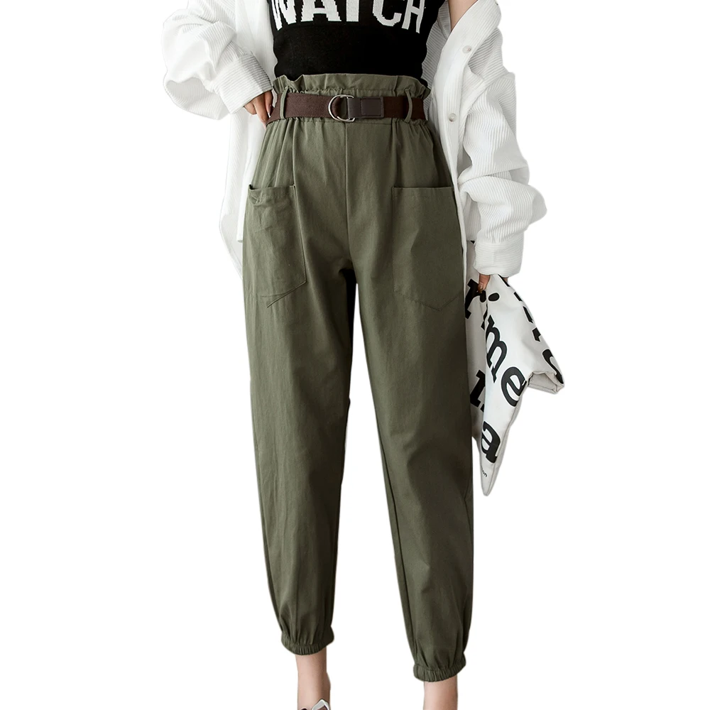 

CYSINCOS Women Pants Autumn Fashion Female Solid High Waist Loose Pant Pencil Trousers Winter Casual Cargo Pants Streetwear New