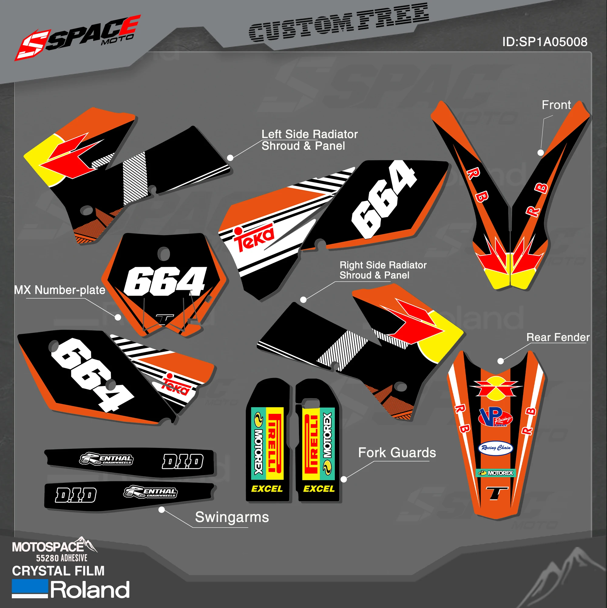 MotoSpace    ׷  Decals 3M ƼĿ ŰƮ KTM 2005-06SXF 06-07XCF 05-07EXC 06-07XCW 008