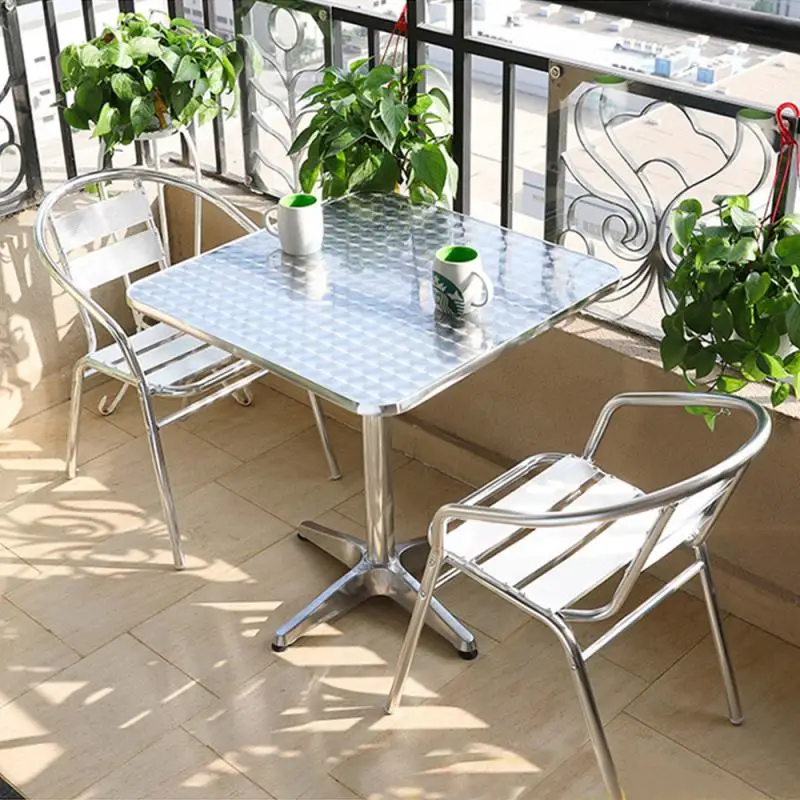 1PCS Silvery Outdoor Tables High Quality Aluminum Alloy Folding Table And Chair Set For Furniture Camping Picnics Barbecue HWC