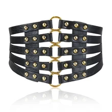 Женский ремень для ночного клуба DJ с заклепками, широкий пояс для женщин, певица DS, аксессуары для одежды, декоративный кожаный ремень, пояс 1150