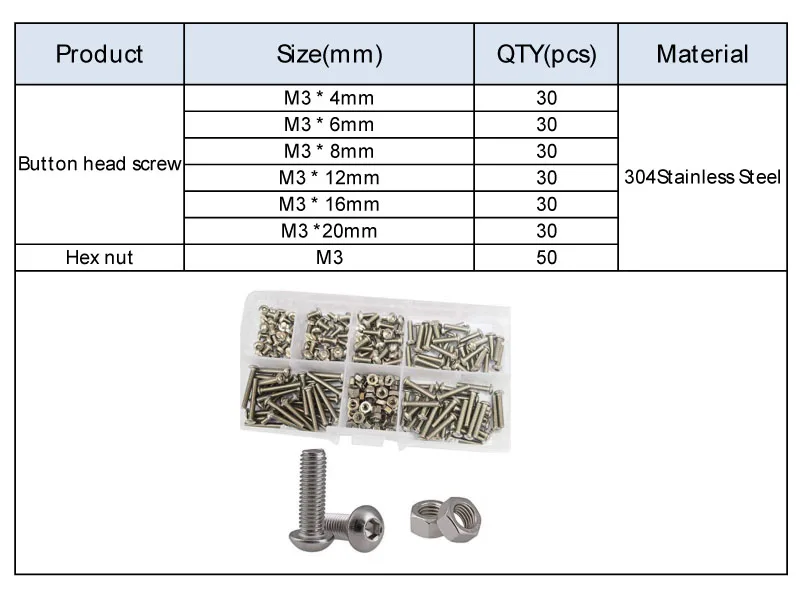 Hex Button Socket Head Cap Screw Nut Hexagon Metric Thread Machine Bolt Assortment Kit Set 304 Stainless Steel M2 M3 M4 M5 M6 Hex Button Socket Head Cap Screw Nut Hexagon Metric Thread Machine Bolt Assortment Kit Set 304 Stainless Steel M2 M3 M4 M5 M6