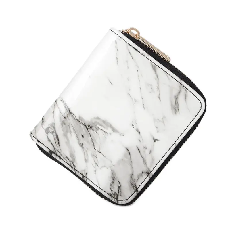 

THINKTHENDO Womens Short Wallet PU Leather Printed Zip Around Purse Case Card Holder
