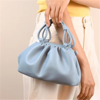 

New 2020 handbag French style ruffled cloud ladies fashion versatile plain soft face one shoulder crossbody women bag
