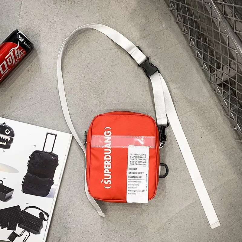 Red Сумка через плечо, Мужская маленькая сумка, ранец Harajuku, брендовая мужская и женская сумка для дискотеки, хип-хоп, порт, ветер, уличная сумка для мобильного телефона - Цвет: Red